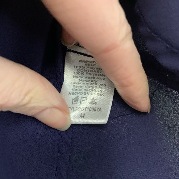 ❤️Paper Crane Blouse Navy Cream Sleeveless M - Picture 5 of 6